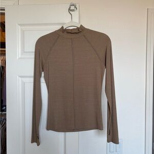 Joah Brown Tan Ribbed Long Sleeve Mock Neck Size M/L